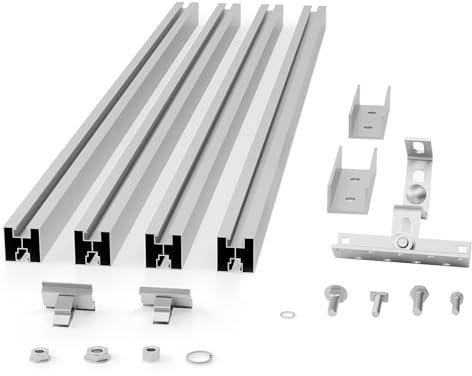 ALLDREI® Balkonkraftwerk Halterung Ziegeldach für 30-35mm dicke Module, 118CM, TÜV geprüft mit Dachhaken, Solarmodul Halterung Ziegeldach für 2 Module, Silber