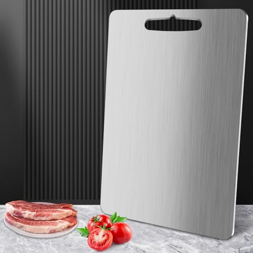 HOTUT Cutting Board, 304 Stainless Steel Cutting Board for Kitchen, Food-Grade Chopping Board for Meat, Fruit, Vegetables, Hygiene & Durability, Easy to Clean & Free of lmpurities (29 x 20cm)