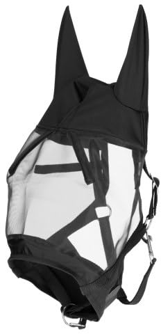 Kerbl Halfter mit integriert Fliegen- Schutzmaske Pony (Insektenmaske in Schwarz, 31 x 22 x 7,5 cm Fliegenhaube aus Lycra-Material) 3228236