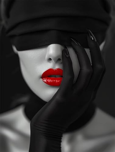DIY 5D Erwachsene und Anfänger Diamant Malerei Set Bohren Voll Sexy Rote Lippen Fotografie Bild Diamond Painting Gemälde Arts Craft Perfekt Für Entspannung Und Wand Decor Platz Drill 45x60cm AB0542