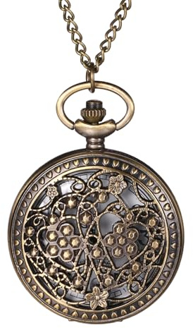 Avaner Taschenuhr mit Kette Vintage: Bronze Taschenuhr mit Arabischen Ziffern Halskette Uhr Pulloverkette Analog Quarzuhr Geschenk für Frauen Männer