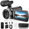 Vmotal Videocamera digitale 4K, 48MP Foto/4K 60FPS Videoregistratore, Videocamera per principianti per Vlogging YouTube, con 2 batterie/MIC/scheda SD/telecomando