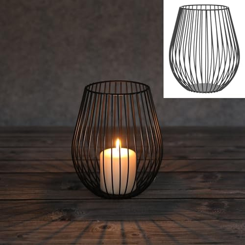 2 Stück Kerzenhalter Schwarze Streben 18cm Dekoration Laterne Windlicht Deko Industrial Style
