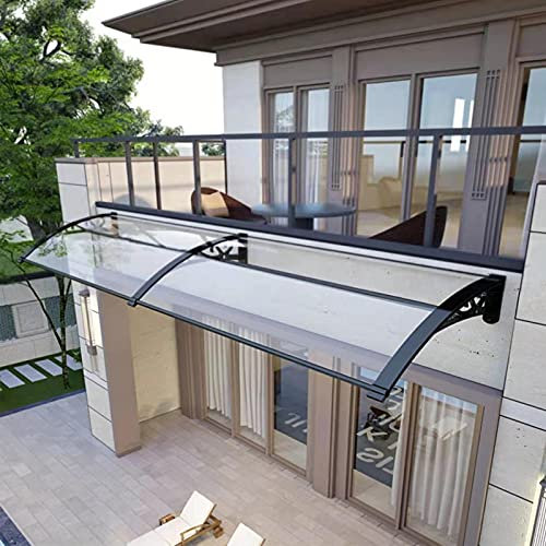Polycarbonate Front Door Canopy Awning with UV Resistant Roofing Transparent Cover Black Bracket Ideal for Outdoor Porch Garden Patio 80x170cm (32x67)