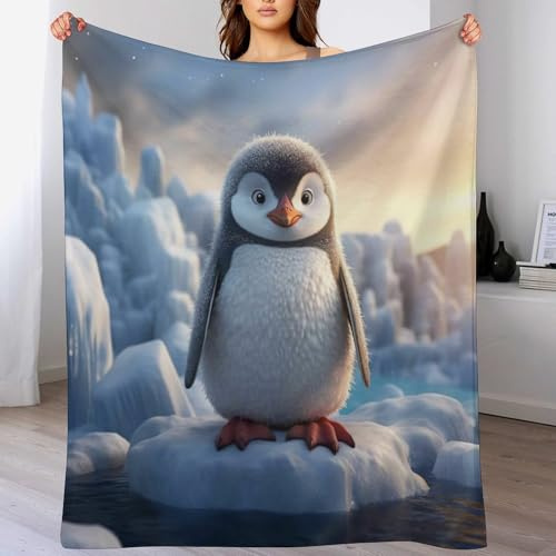 AAPZY Decke Pinguine Decke Tagesdecke - Weiche Flannel Decke Mit Muster Sofadecke - Baumwolldecke Wohndecke Sofaüberwurf Bettüberwurf （130×150cm）