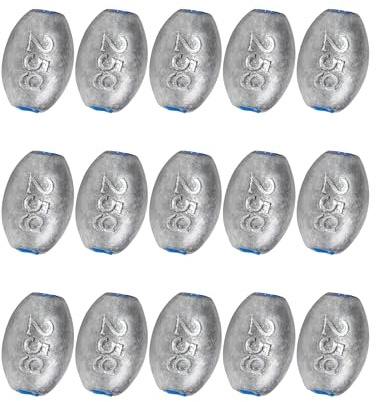 BLUEWING Egg Sinkers Fishing Weights Oval Shaped Fishing Sinkers Lead Fishing Sinker for Saltwater Fishing，3/4 oz, 15pcs