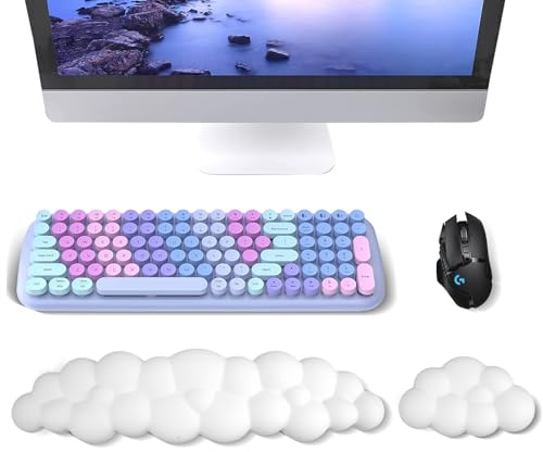 42.9 cm/13.7cm Handauflage Tastatur Wolke, Ergonomische Wolken Handballenauflage, Leder Speicher Schwamm Handgelenkauflage Maus Tastatur Geeignet für Tastaturen, Mäuse, Computer, Laptops
