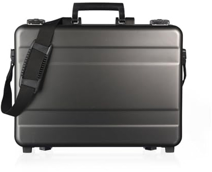 GUARDIQUE Aluminium Aktentasche, CW-026, mit Deckeleinsatz, Attachékoffer, Aktenkoffer aus Aluminium, Alu-Koffer, Demonstrationskoffer, Schutzkoffer, Anthrazit, TSA-Schloss, 44,2 × 32,2 × 11 cm