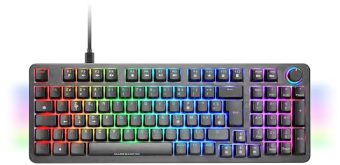 Mars Gaming MKPRO, Francés, Teclado Mecánico Gaming Completo, RGB Chroma, Switches Hot-Swap Mecánicos, Antighosting, Rueda de Control, Software, Multiplataforma, Switch Silent, Negro