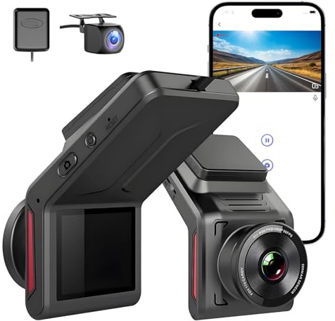 ASVEGE 2K Dash Cam Auto Wifi Mini Caméra de voiture Wi-Fi avec APP Support 4G Module GPS Extérieur Grand Angle à 170° Vision Moniteur pour Parking Nocturne Écran IPS de 2 pouces