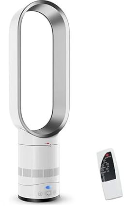 Bladeless Tower Fan with Air Purifier, 23.6 Quiet Tower Fan for Bedroom, 80° Oscillating 8 Speeds 9H Timer, Silent Standing Portable Circulator ,Bladeless Fans for Bedroom (grey-Stepless speed)