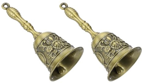 sourcing map 2 campanelle a mano forte, 5,5 cm, per servizio di cena nuziale, campane in lega vintage, per ristorante, comodino, meditazione, bronzo