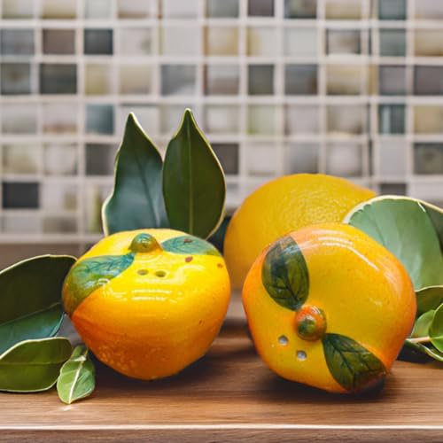 Ceramic Salt Container | Hand Glazed Ceramic Salt & Pepper Shakers Set | Salt Pepper Set for Dining Table Fancy Salt Containers for Kitchen (Yellow)