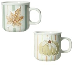 BRANDANI “Le Zucche” Tazze caffè Zucca e Vite set 2 pz in stoneware D 8,5×8 h – decoro a rilievo.
