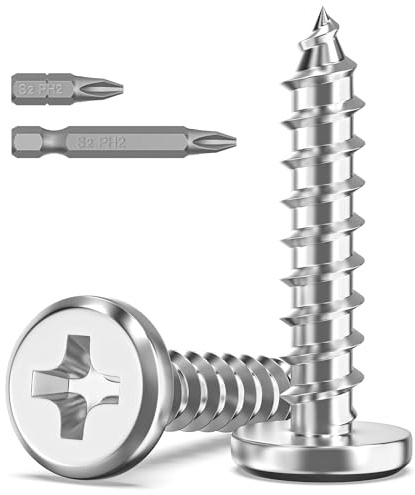 20Pcs M4 Screws for Wood, M4 x 20mm Screws, Flat Head | 304 Stainless Steel, Self Tapping Screws, Phillips Drive with 2Pcs Bits