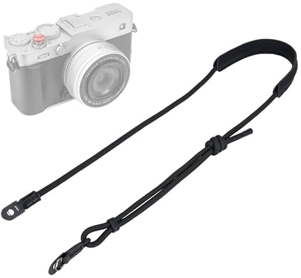 JJC Nylon Rope Camera Neck Shoulder Strap for Mirrorless & Compact Cameras | 84-128cm adjustable rope strap with microfiber pad, fits small round lug mirrorless cameras, durable braided rope for travel