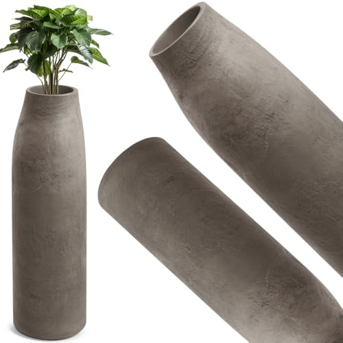 FEINZ Blumentopf EPOCCO 30x90 cm Braun | Übertopf, hoch, rund, antikes Design, Amphoren, Einsatz, Garten, Balkon, Innenbereich, langlebig