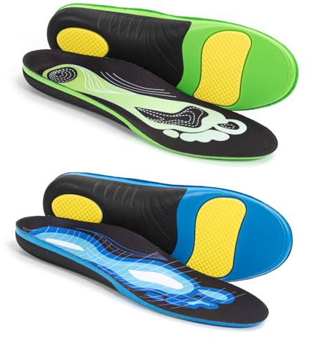 Vinuwu 2 Pair Plantar Fasciitis Insoles Men Women, Arch Support, Orthopedic Insoles Relieve Flat Feet Heel Pain Shock Absorption Shock Absorption Comfort Insoles UK 5.5–6 Women