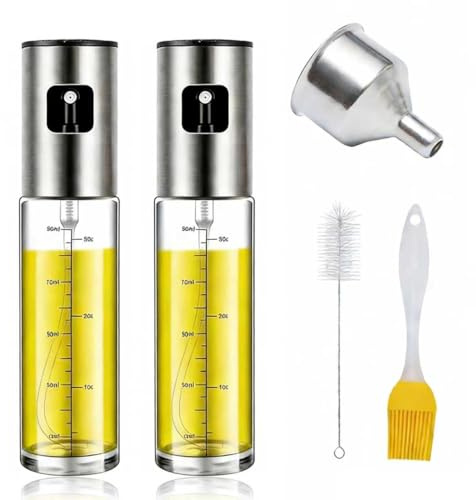 5er Ölsprüher für Speiseöl, 100ml mit Silikonpinsel Trichter Sprühflasche | Silikon, Kochen Öl Sprühflasche Olivenölsprüher für Heißluftfritteuse Salat Grillen Backen Küchen Gadgets