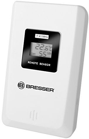 Bresser Optics 70-09997 / 70-09994 Capteur de température et d'humidité sans fil pour intérieur/extérieur 1,5 V 60 mm 95 mm 28 mm 50 g, Blanc