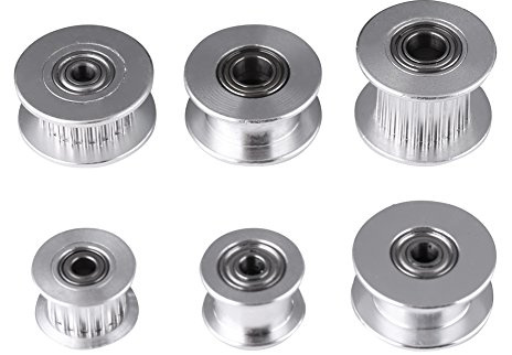 5Stück 2GT Aluminium Timing Riemenscheibe Bohrung Spannrolle Dreidimensional Drucker 3mm / 5mm Bohrung Rad 16/20 Zähne für Gürtel Breite 6mm/10mm Zahnriemen(W6mm, 20T, Bore 3, Toothless)