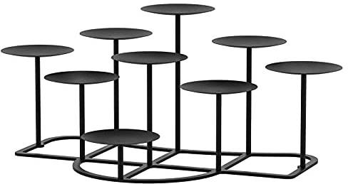 Smtyle Fireplace Candelabra Candle Holder - Modern Multi-Tier Black Matte Candelabra Centerpiece, Geometric Design with Stable Base for Pillar Candles, Perfect for Minimalist Home