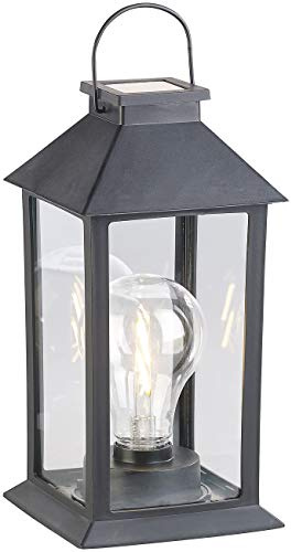 Lunartec Solar Laterne Outdoor: Solar-Laterne mit LED-Glühbirne, Dämmerungs-Sensor & Akku, 5 lm, IP44 (XXL Outdoor, Solarlaternen, Grab)