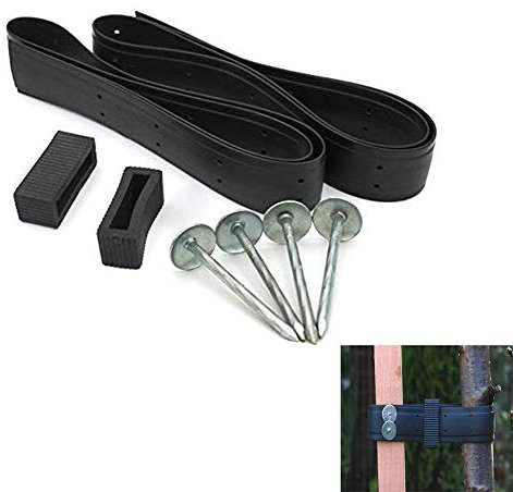 Yundxi Liens réglables de Torsion d'usine de Jardin Boucle en Caoutchouc Molle Résistante d'arbre (2pcs 90x3.8cm with Hole, Noir)