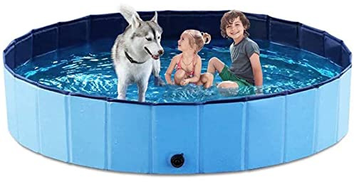 Hundepool für Haustiere und Kinder,(120 x 30cm) Faltbares Hundeschwimmbad PVC rutschfeste Badewanne Stabile Kinder Haustier Hund Planschbecken für Garten Patio Badezimmer