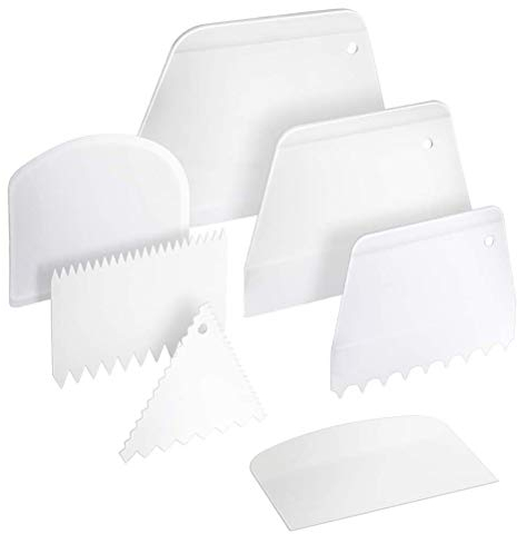 Calayu 7pcs Dough Scraper Cake Scraper Dough Card Dough Scraper Cake Smooth Baking Tool Set