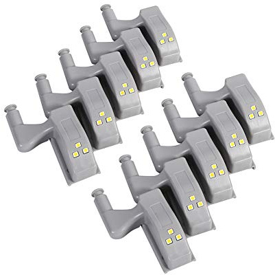 Cerniera bianca calda/fredda 10Pcs Led Light, armadio universale armadio armadio LED cerniera luce armadio cucina di casa(Caldo)