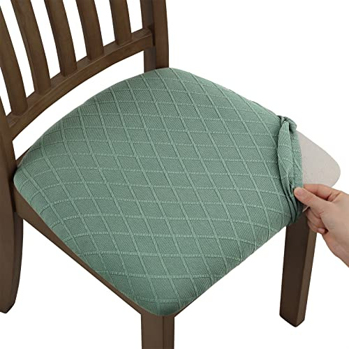 Fuloon Dining Chair Seat Covers, Stretch Fit Full Furniture Protection | Polyester spandex, washable wrinkle-free, elastic hem, nonslip, stainproof, fits 13.5-18 seats, for home office hotel events
