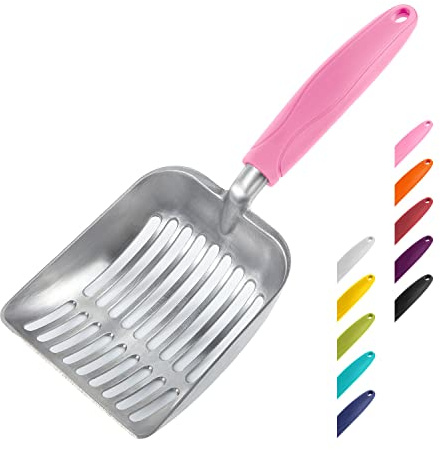 WePet Cat Litter Scoop, Aluminum Alloy Sifter, Kitty Metal Scooper, Deep Shovel, Long Handle, Poop Sifting, Kitten Pooper Lifter, Durable, Heavy Duty, for Litter Box