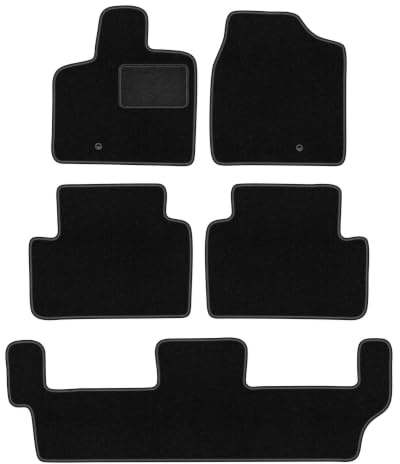 Wielganizator Carlux - Juego de Alfombrillas de Terciopelo para Chrysler Grand Voyager V 7 Personas 2008-2016, 5 Piezas, Color Negro