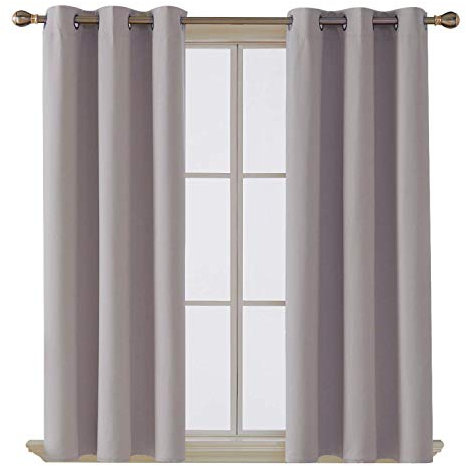 Home In Style 4U Thermal Insulated Blackout Curtains for Bedroom Windows Silver Grey Curtains 90 width x 54 drop 2 Panels, Ring Top Eyelet Super Soft Blackout Eyelet Curtains for Living Room