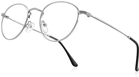 RB.Pilot Kleine runde Metall-Lesebrille für Damen und Herren, klassisch, Vintage, Retro, blaues Licht, blockierende Computerleser