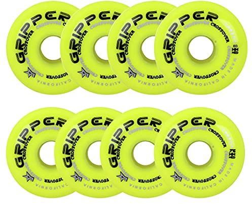 Labeda Roller Hockey Wheels Gripper Crossover Medium 80A Yellow 76mm 80mm Hilo, Yellow