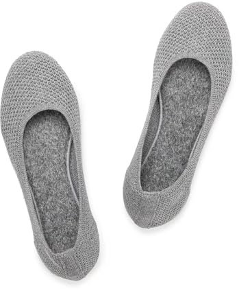 Frank Mully Women’s Ballet Flat Shoes Knit Dress Shoes Round Toe Slip On Ballerina Flats for Woman Low Wedge Comfort Soft Grey, 9
