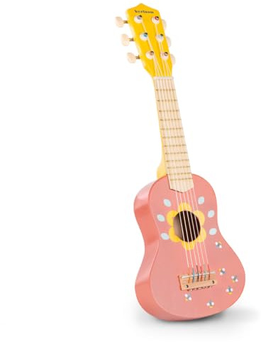 Beeloom - Holzgitarre, Gitarrist, Kinderspielzeug, Kindermusikinstrument, pädagogisches Ukulele-Spielzeug, fantasievolles symbolisches Spiel, Farbe Rot