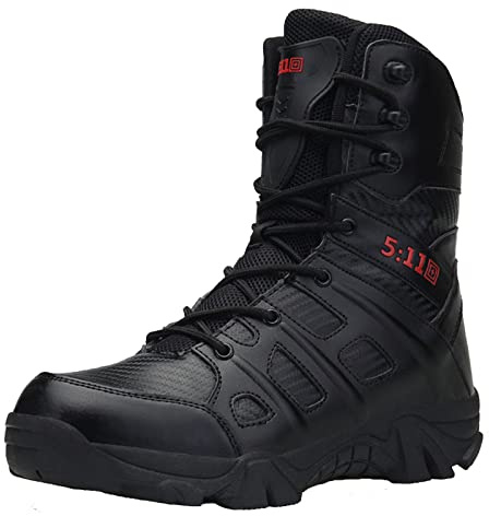 Meidiastra Bottes pour Hommes Bottes Tactiques Militaires Bottes Combat Homme Résistant à l'usure Chaussures de Randonnée en Plein Air Antidérapantes Bottes de Securite Homme Noir2 45