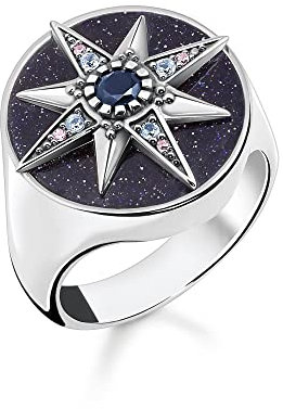 THOMAS SABO Damen Ring Royalty Stern mit Steine silber 925 Sterlingsilber, Geschwärzt TR2367-945-7
