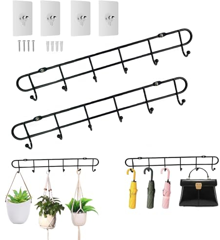 zzmikiteck Klebehaken zur Wandmontage, ohne Bohren, für Küche, Utensilien, Haken zur Wandmontage, für Küche, Badezimmer (schwarz)