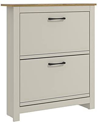 Galano Kalkstein 2-türiger Schuhschrank - Schmaler Schuhschrank für Flur, Wohnzimmer - Hellgrau