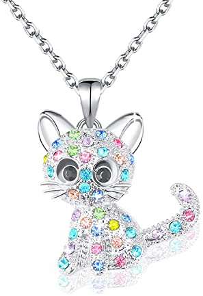 MAKOBLESSMOMO Süße Katze Halskette für Mädchen, Katze Anhänger, Geschenk für Weihnachten