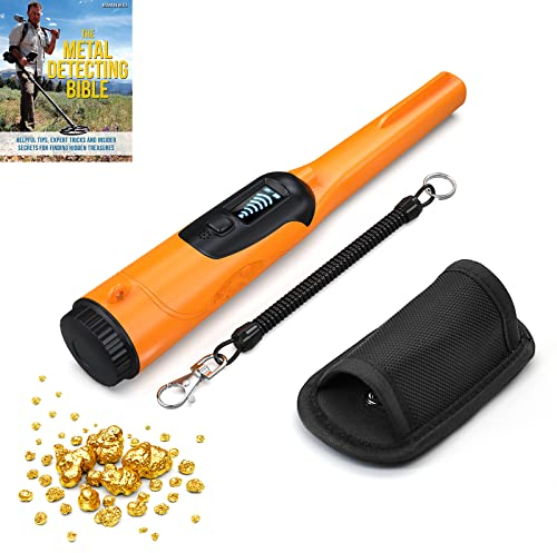 Metalldetektor Pinpointer - Hochempfindlich Pin Pointer IP68 12M Wasserdicht 360° Suchen Tragbar Metallsuchgerät mit Gürtel Holster, mit LCD Screen und LED Indicator für Einsteiger Kids -DREI Modi