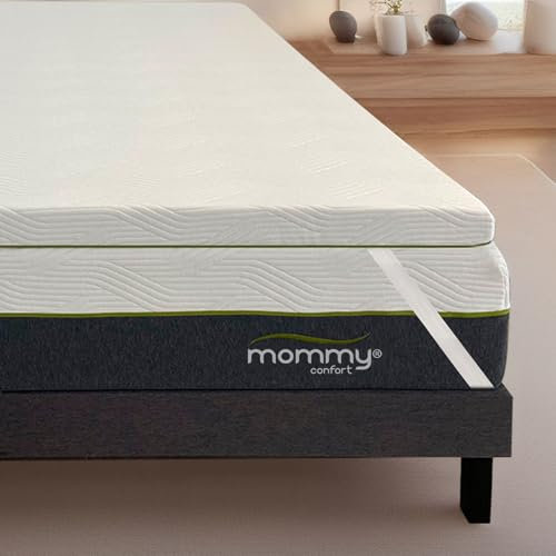 Topper Viscoelastico 150x190x5 cm – Funda Lavable y Desenfundable con Cremallera - Nucleo 100% Viscoelastica –– Transpirable + Alivia Dolores – Fabricado en Valencia - Topper colchon - MOMMY CONFORT