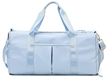 CORIOS Nylon Reisetaschen Duffle Bag Sporttasche Fitnesstasche Schwimmtasche für Herren/Damen Weekender Übernachtung Tasche Trainingstasche Kabinenreisetasche Handgepäck mit Schuhfach Hellblau