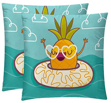 Kissenbezug, Ananas Comosus mit Rettungsring, 2 Stück, personalisierbar