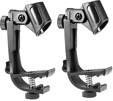 UPQRSG 2 Stück Trommel Mikrofon Clip, Feder Design, Trommel Mikrofon Klemme, ABS Kunststoff Mikrofon Sicherungsklammern, Verstellbarer Design Halter für Trommel Mikrofon, Zubehör für Musikinstrumente