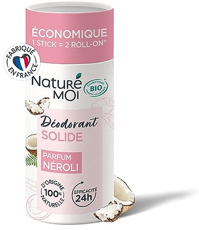 Naturé Moi - Déodorant solide - Huile de Coco, Beurre de Karité Bio - 30 g | Parfum Néroli, Efficacité 24h, 99% d'origine naturelle, Fabriqué en France